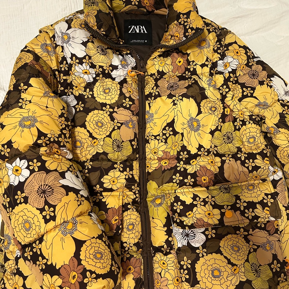 Zara Yellow and Brown Floral Jacket - Picture 3 of 3